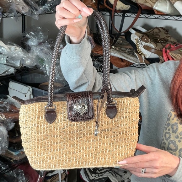 Brighton Mini Basket Weave / Leather Tote Tan/Black NWOT - Picture 1 of 1